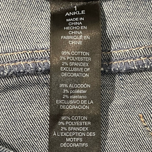 Chico’s Embroidered Jeans Womens 8 Floral Patchwork Ankle Stretch Blue - Picture 5 of 10